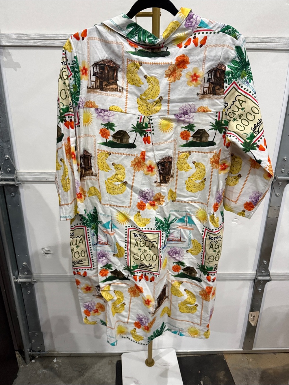 Temas White Tropical-Print Midi Dress - Picture 3 of 3